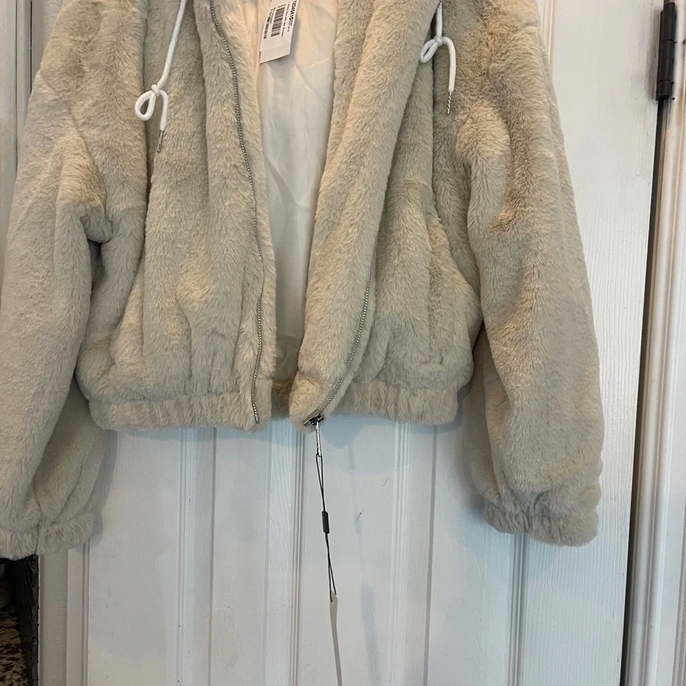 VIGOSS Faux Fur Bomber jacket with Hoodie - size L - Picture 5 of 8